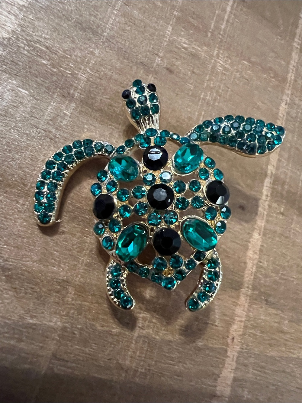 3/$18 Green and Black Crystal Turtle Brooch Lot 298